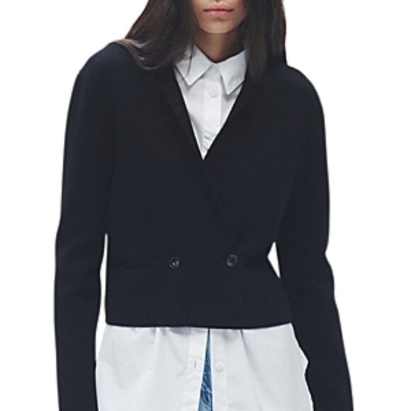 rag & bone Jackets & Blazers - Rag & Bone “Joy” Double-Breasted Cropped Knit Blazer – Black – Size S – NWT